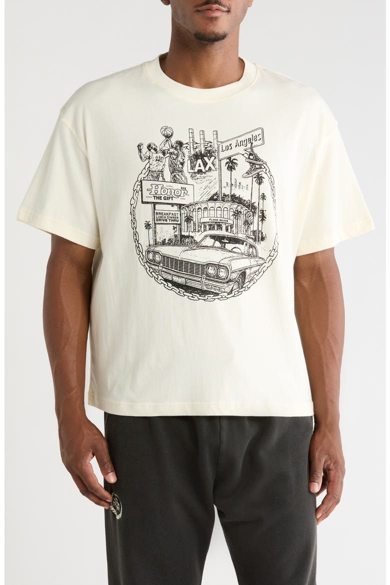 LA Chain City Cotton Graphic T-Shirt, Main, color, BONE
