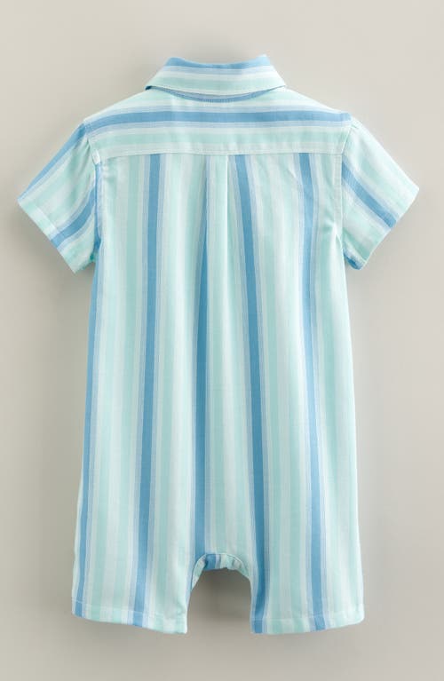 Tucker + Tate Embroidered Cotton Polo Romper In Blue