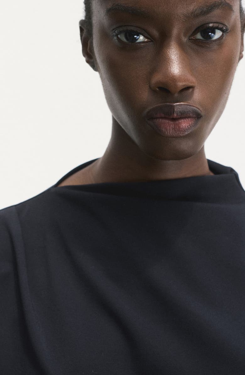 MANGO Pleated Asymmetric Top, Alternate, color, Navy