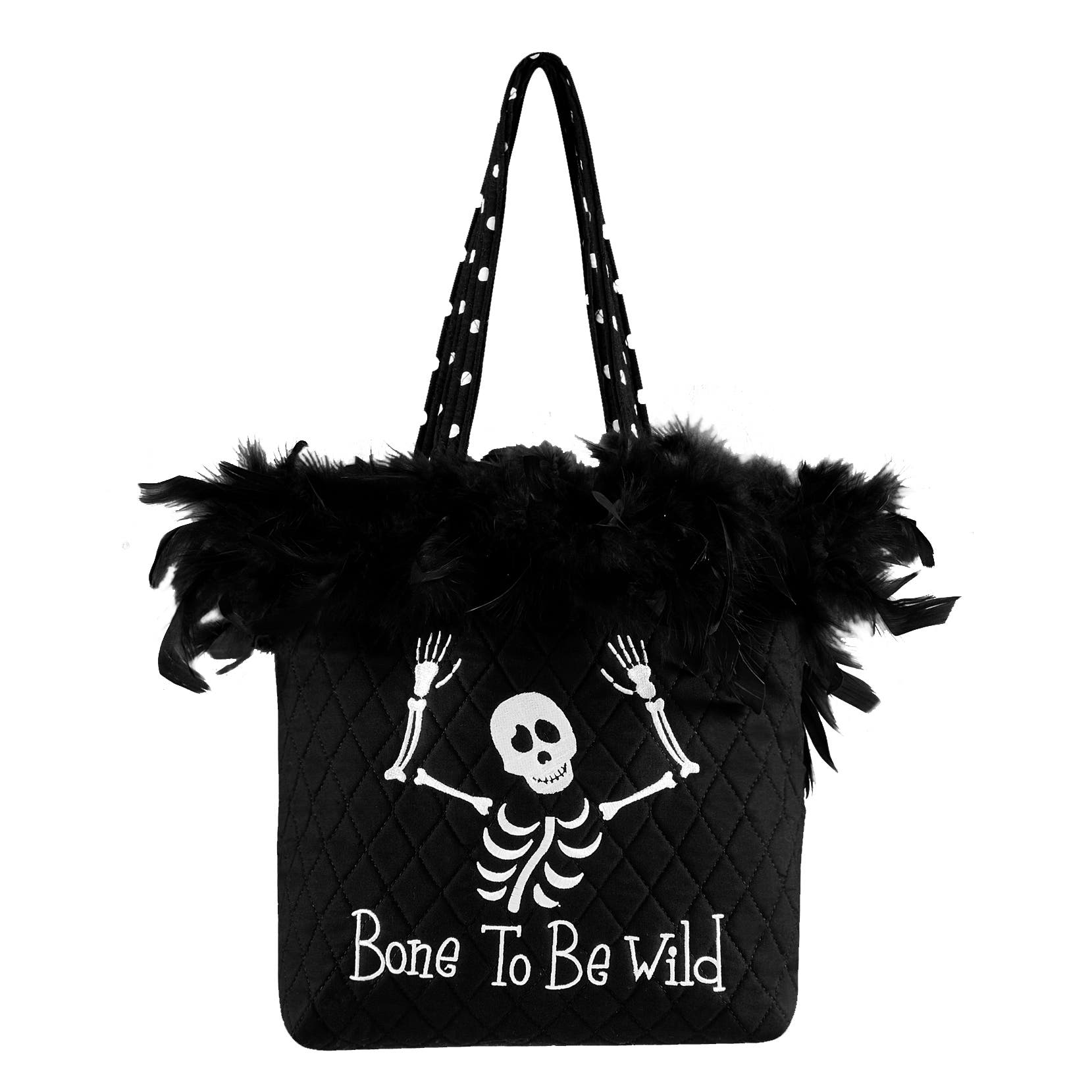 Bone to be Wild Halloween Tote, Main, color, Black
