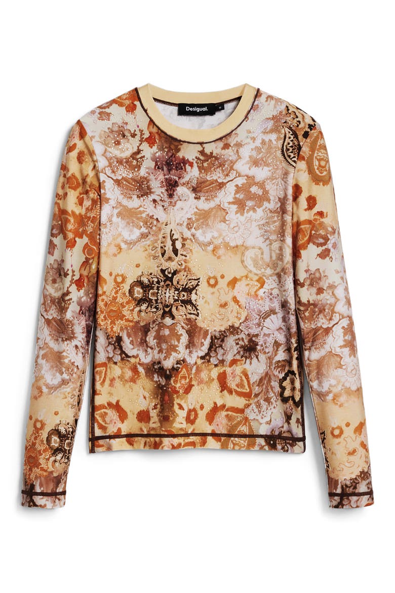 Printed Long Sleeve T-Shirt, Alternate, color, TERRACOTTA
