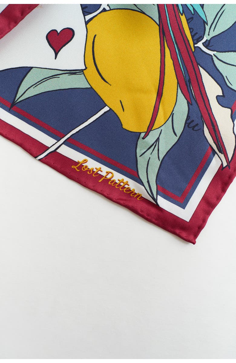 Lost Pattern El Amor Silk Bandana, Alternate, color, Red