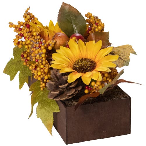 Northlight 10in Sunflowers & Leaves Fall Floral In Brown