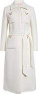 Valentino Garavani V-Detail Belted Virgin Wool & Silk Drill Coat