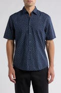 BOSS Rash Print Cotton Short Sleeve Button-Up Shirt