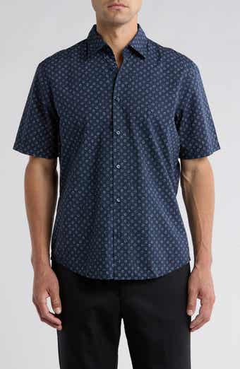 BOSS Rash Print Cotton Short Sleeve Button-Up Shirt