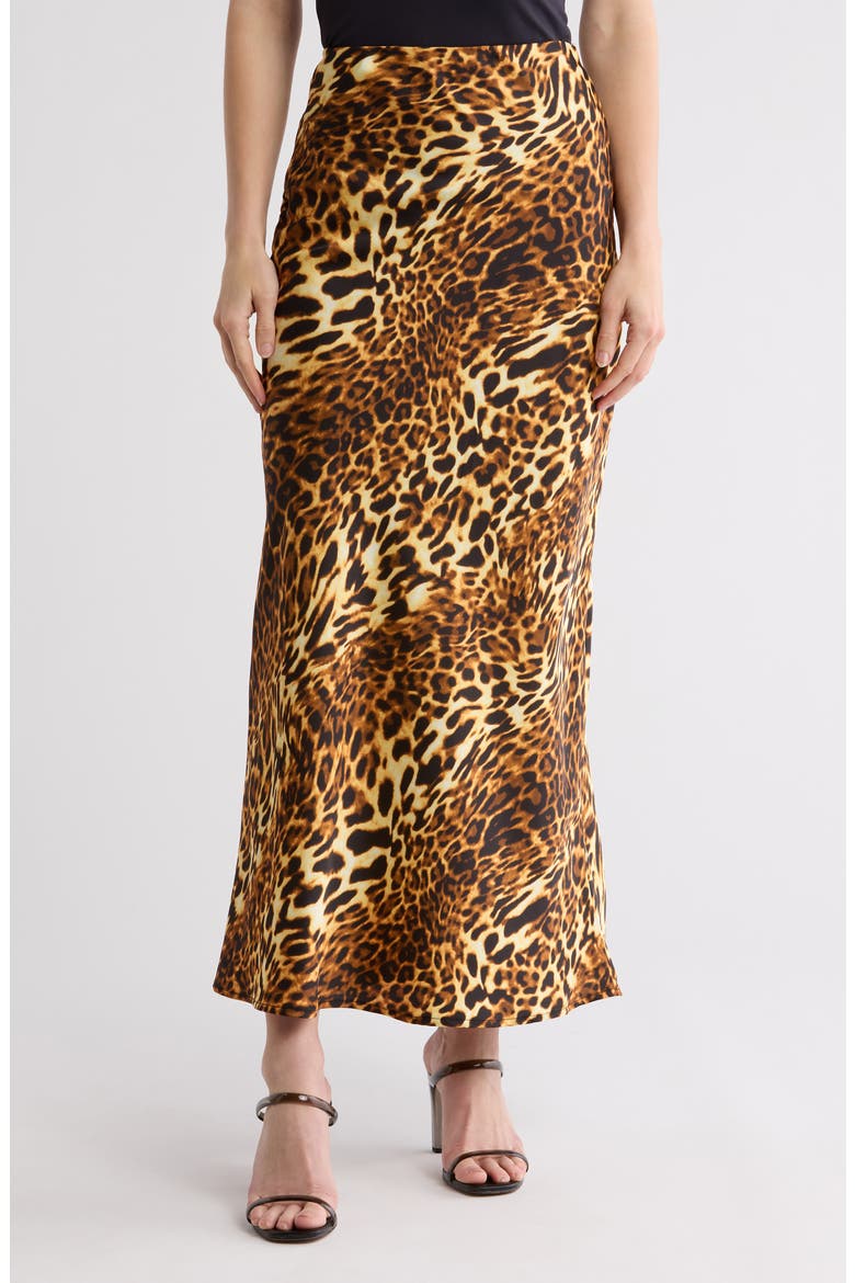 Animal Print Maxi Skirt, Main, color, BROWN/ BLACK