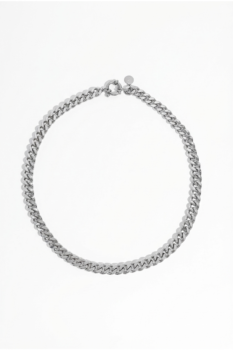 Silver Cuban Chain Necklace, Main, color, Silver