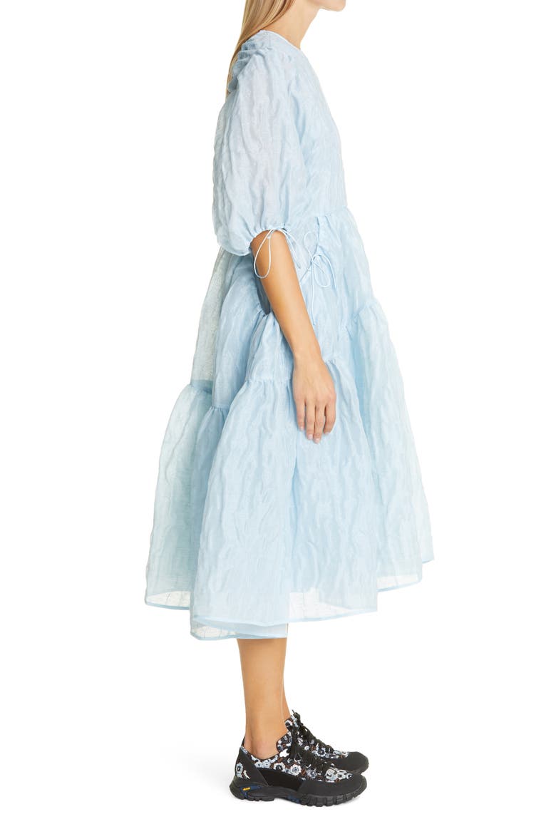 Libby Puff Sleeve Linen Blend Dress, Alternate, color, MISTY BLUE