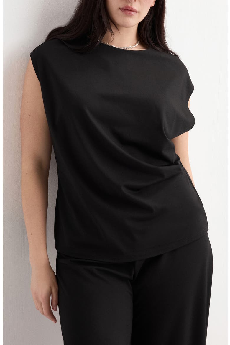 Pleated Top, Alternate, color, BLACK