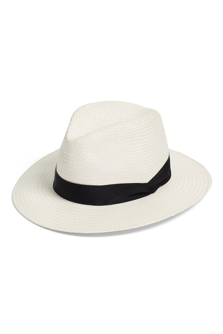 Straw Panama Hat, Main, color, WHITE
