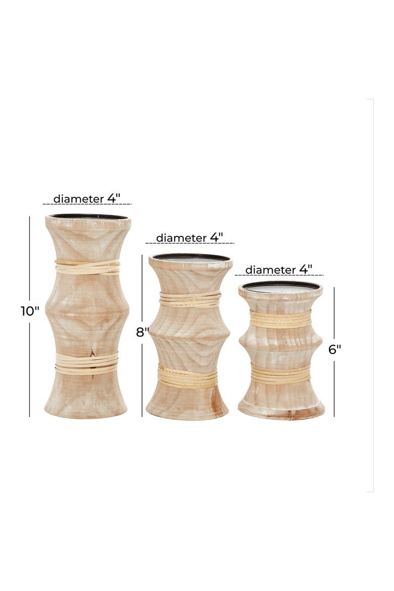 Brown Pine Coastal Candle Holder - Set of 3, Alternate, color, BROWN
