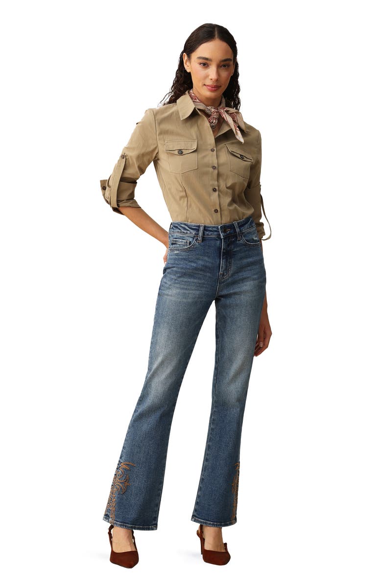 Bayeas Embroidered Bootcut Jeans, Alternate, color, Medium Blue