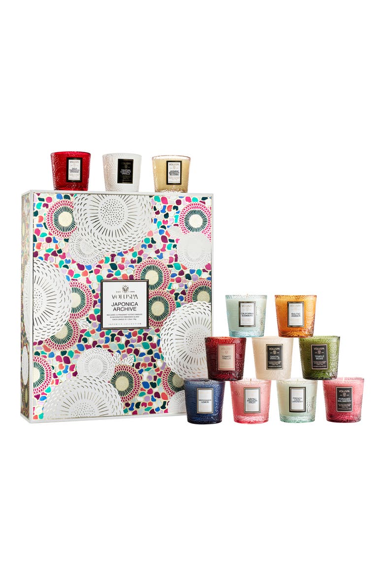Japonica Archive 12-Piece Votive Candle Set, Main, color, MULTI