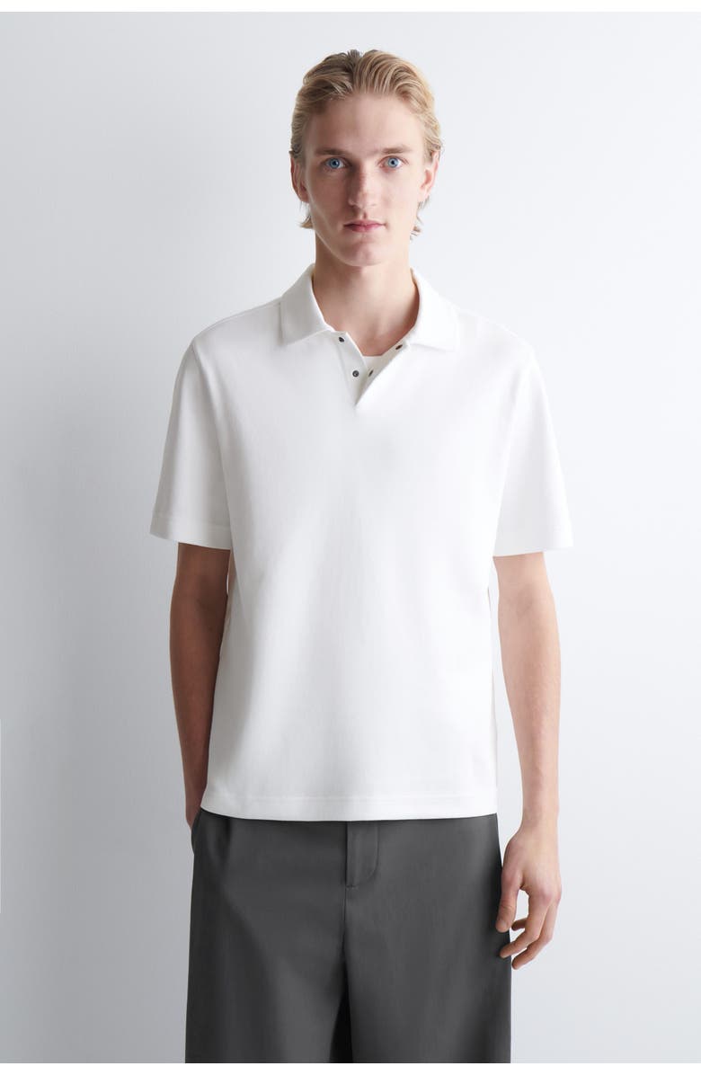 COS Cotton-Piqué Polo Shirt, Main, color, White