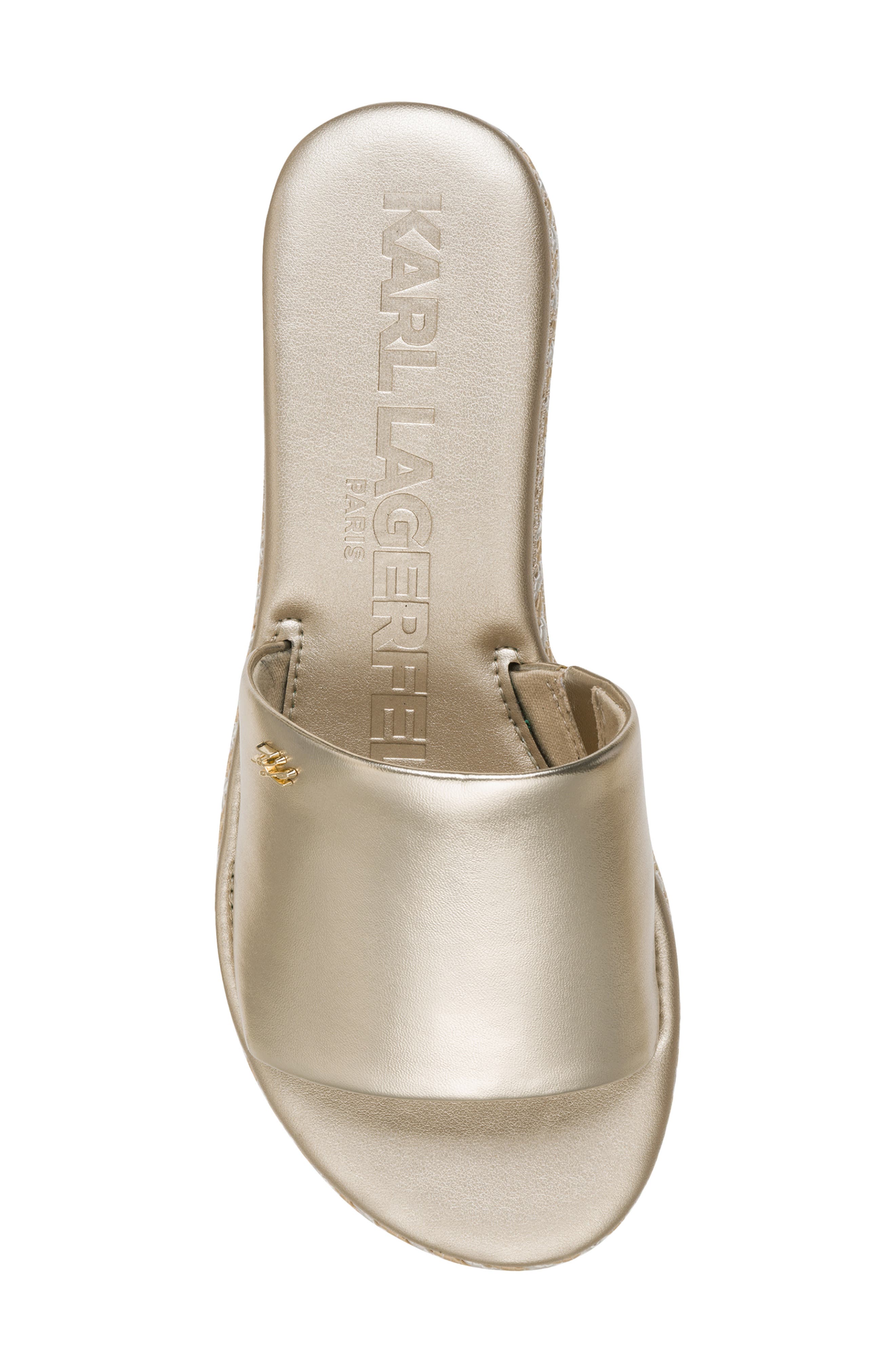KARL LAGERFELD PARIS Keswick Espadrille Platform Wedge Slide Sandal, Alternate, color, White Gold