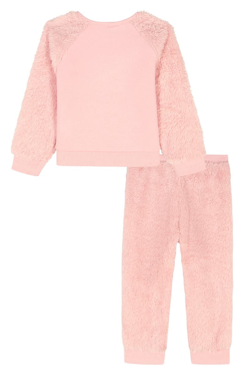 Calvin Klein Faux Fur Pullover & Joggers Set, Alternate, color, Pink