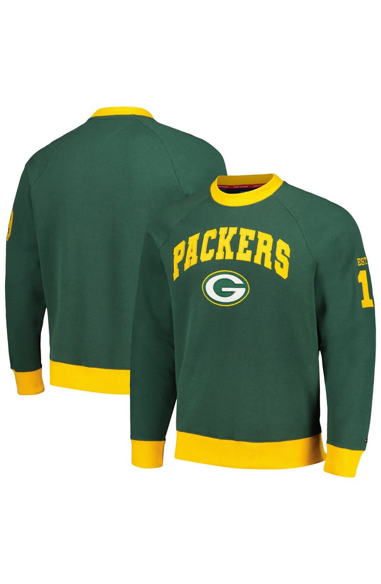 Tommy Hilfiger Men's Tommy Hilfiger Green Green Bay Packers Reese Raglan Tri-Blend Pullover Sweatshirt, Alternate, color, Green