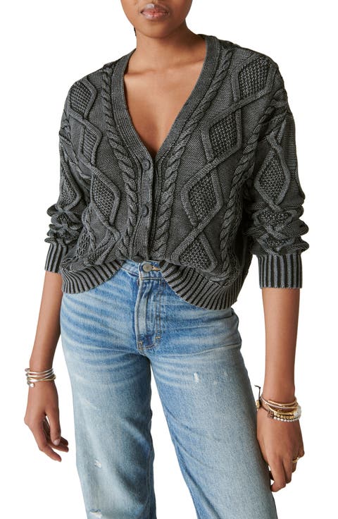 Cable Stitch Cotton V-Neck Cardigan