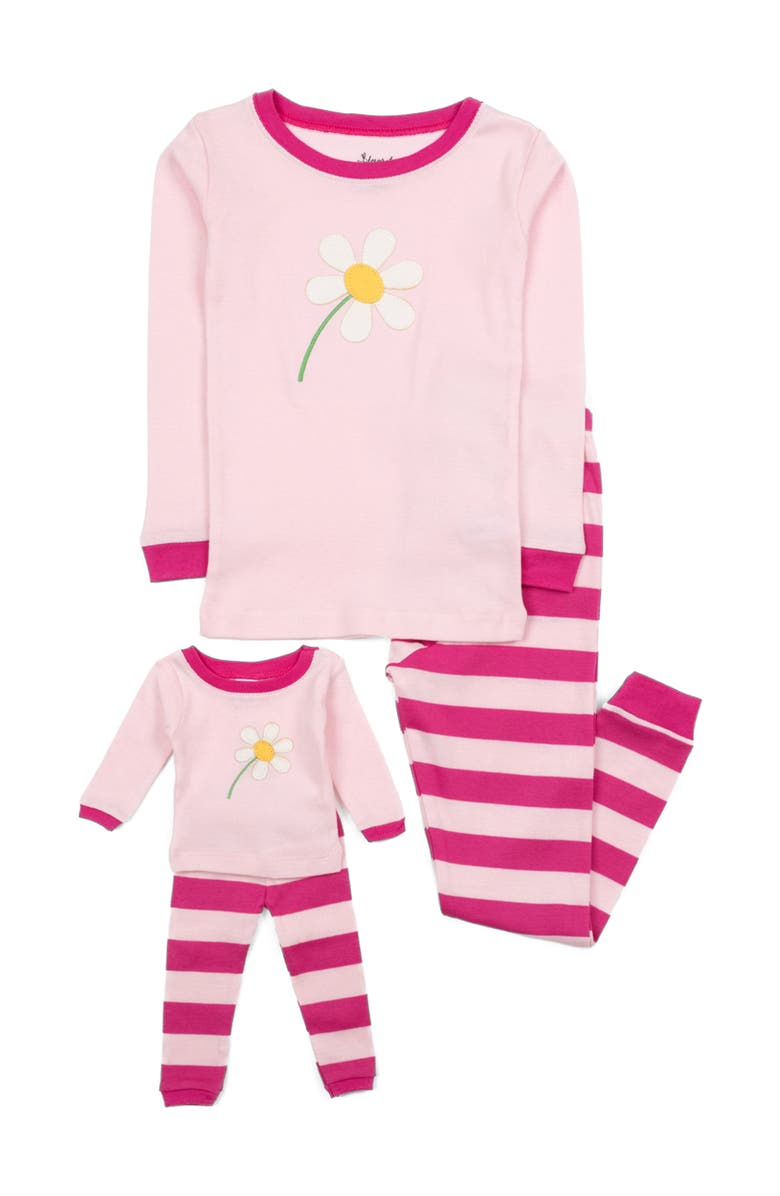 Leveret Girls Matching Doll Printed Cotton Pajamas, Fantasy & Character Prints, Main, color, Flower
