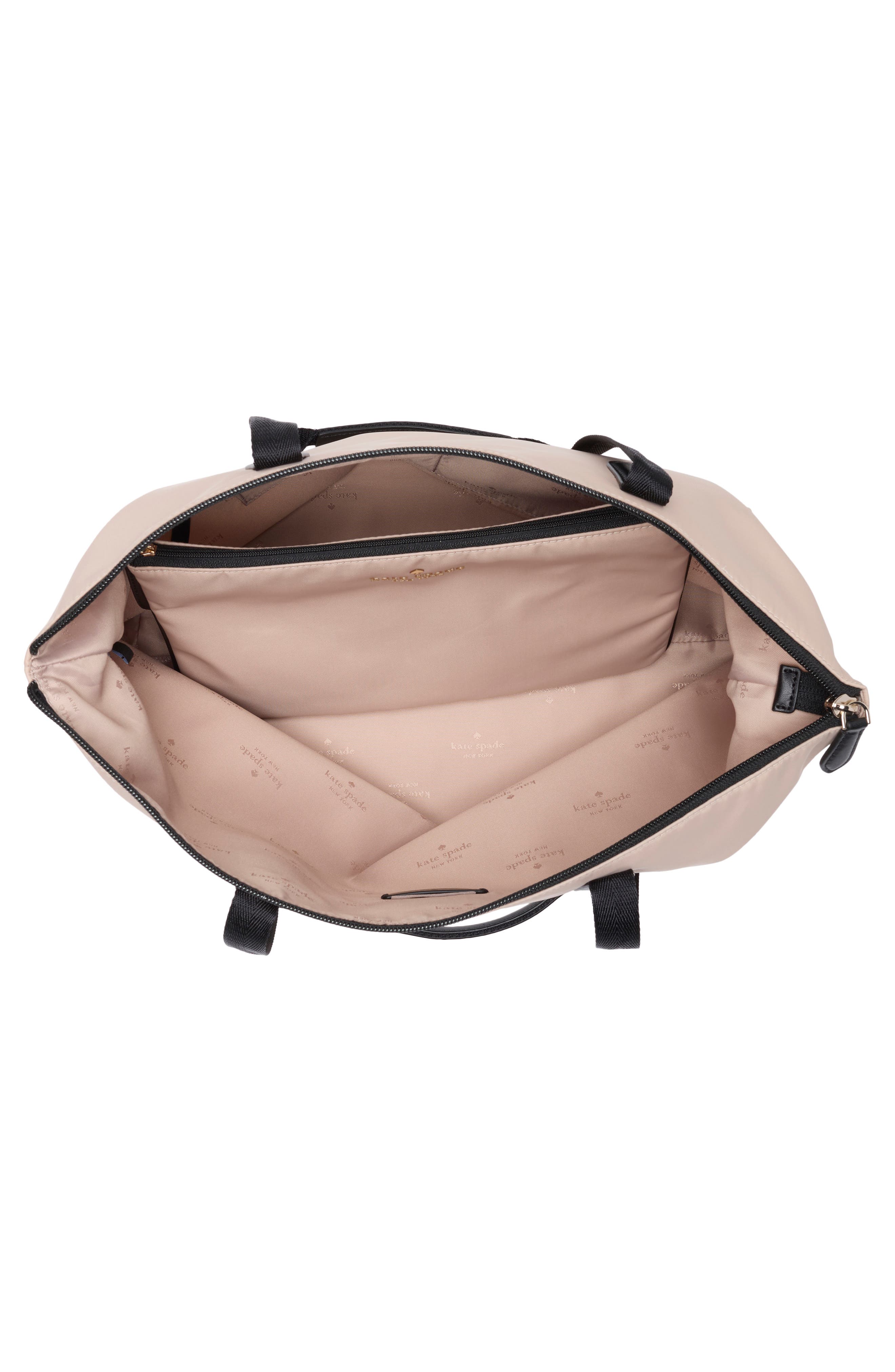 mel packable nylon tote, Alternate, color, WARM BEIGE MULTI