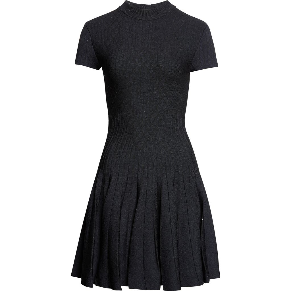 Balmain Glittered Compact Viscose Knit Dress In Blue