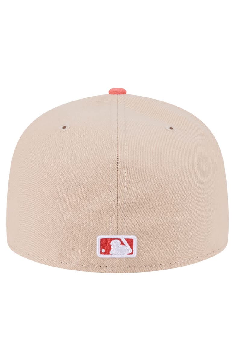 New Era Men's New Era Light Beige/Coral Los Angeles Dodgers Two-Tone Color Pack A-Frame 59FIFTY Fitted Hat, Alternate, color, Light Beige