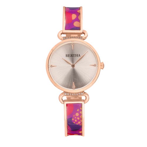 Bertha Katherine Enamel-designed Bracelet Watch In Purple