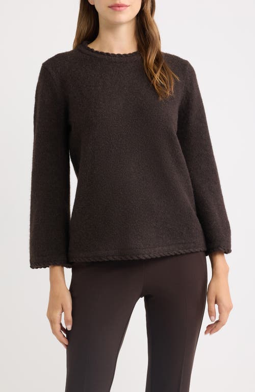 Anne Klein Braided Trim Sweater In Deep Mahogany