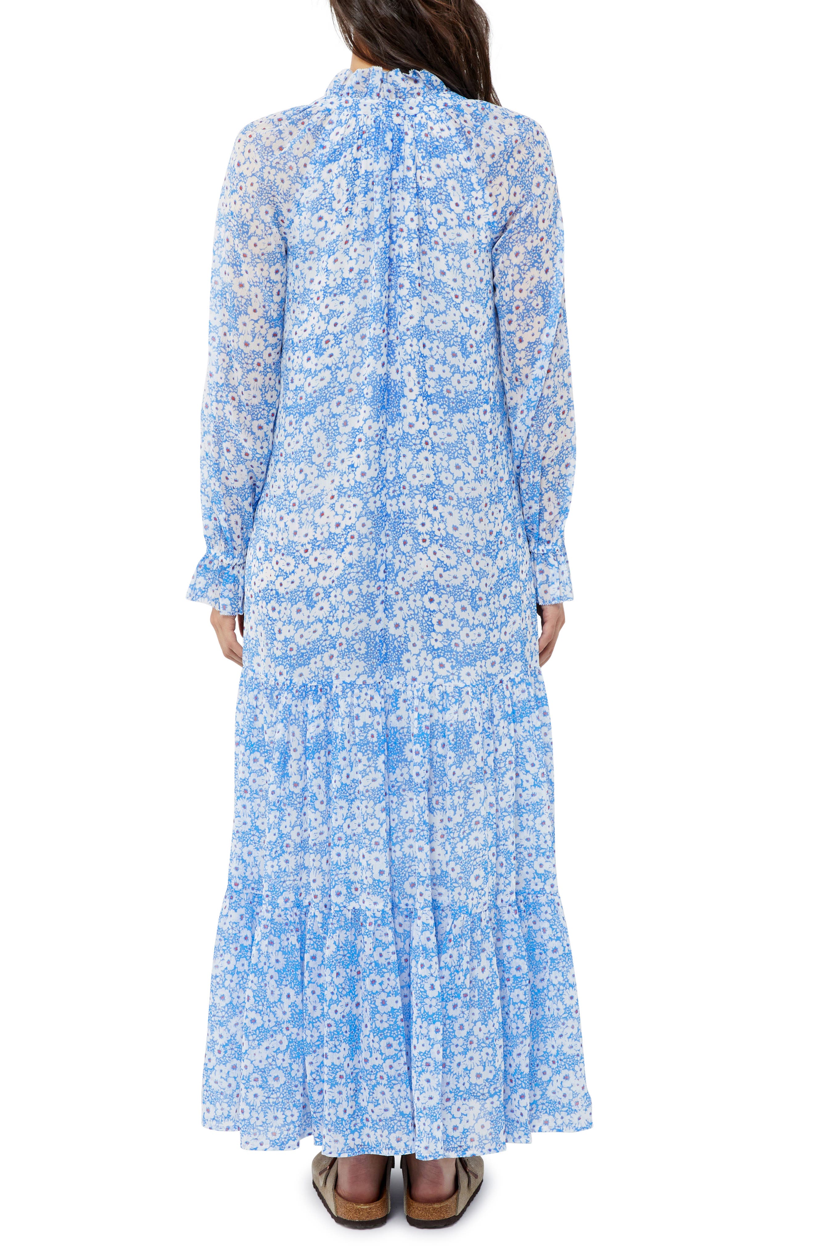 Floral Long Sleeve Crinkle Chiffon Maxi Maternity Dress - image 2