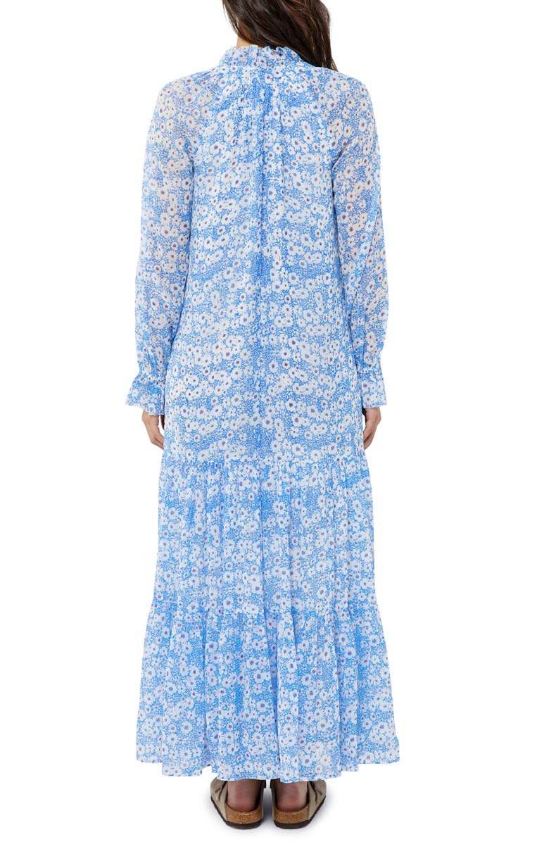A PEA IN THE POD Floral Long Sleeve Crinkle Chiffon Maxi Maternity Dress, Alternate, color, White Blue Floral