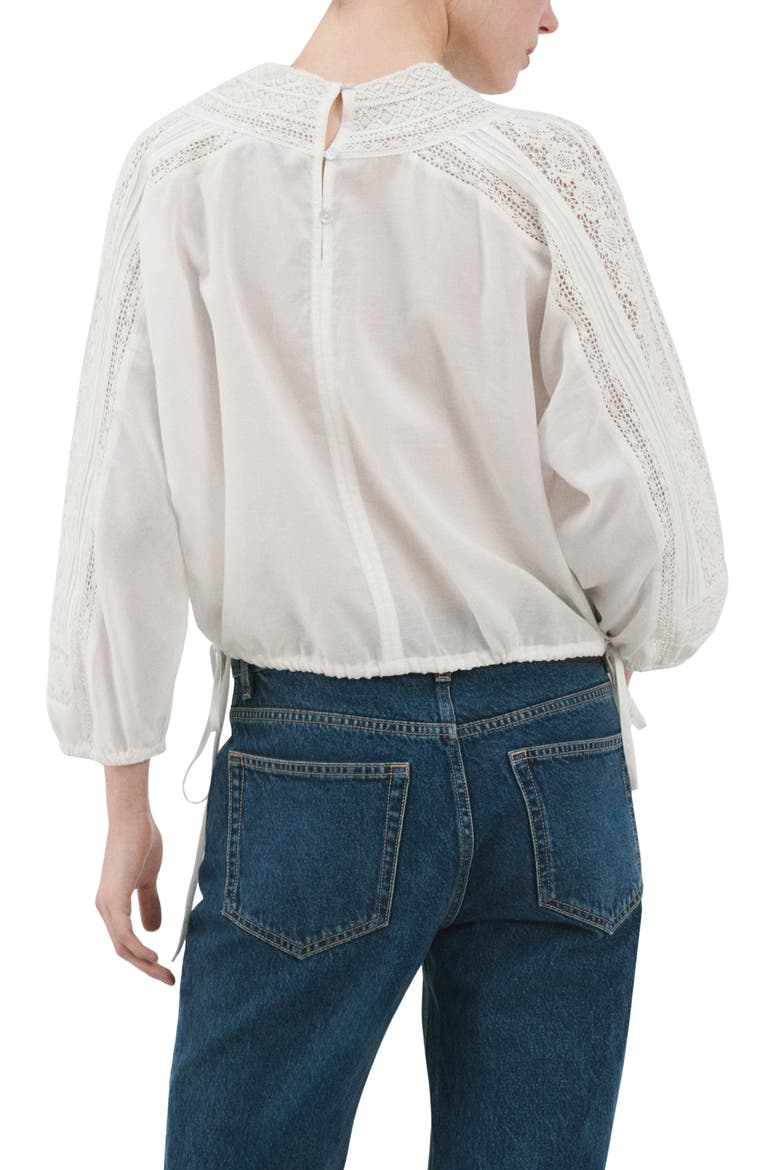 Lace Inset Woven Shirt, Alternate, color, OFF WHITE