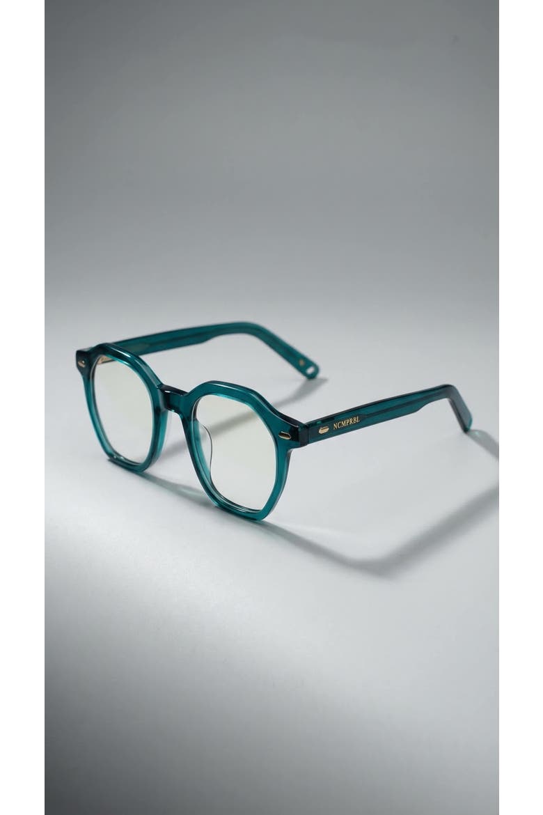 Manifest 46mm Geometric Eyeglasses, Main, color, Deep Evergreen Teal