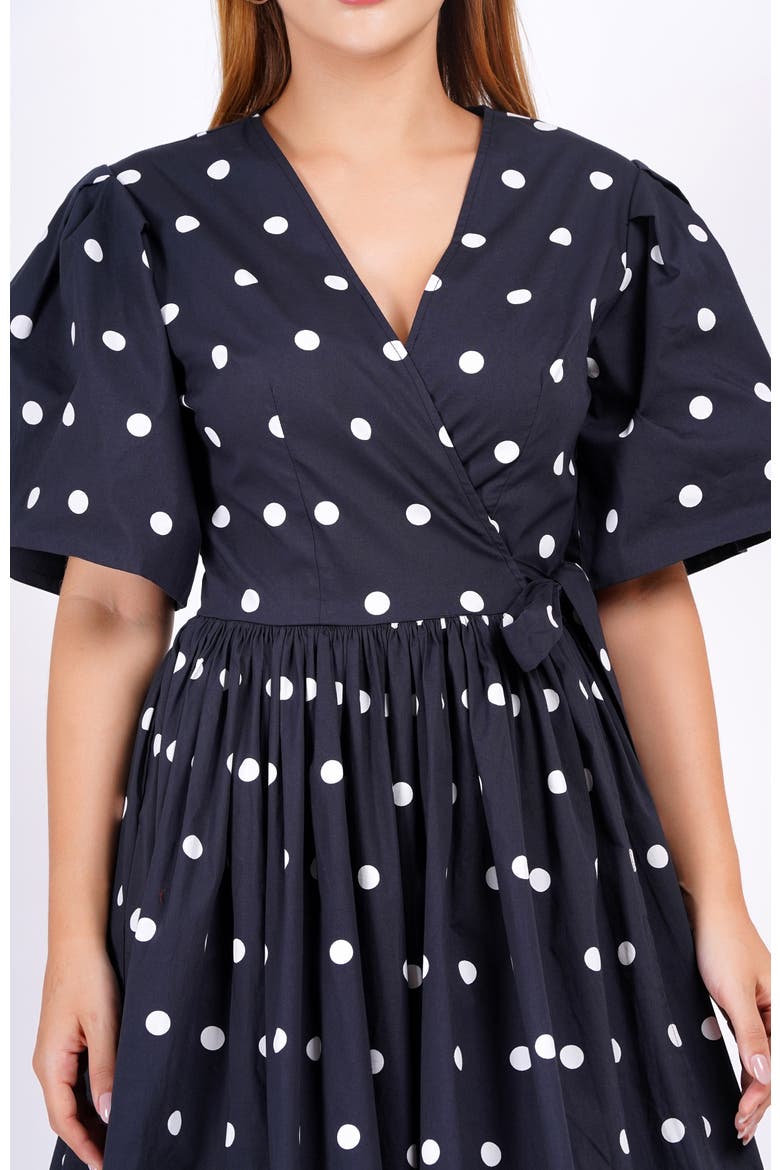 Alena Mini Wrap Dress, Alternate, color, Small Polka Black White