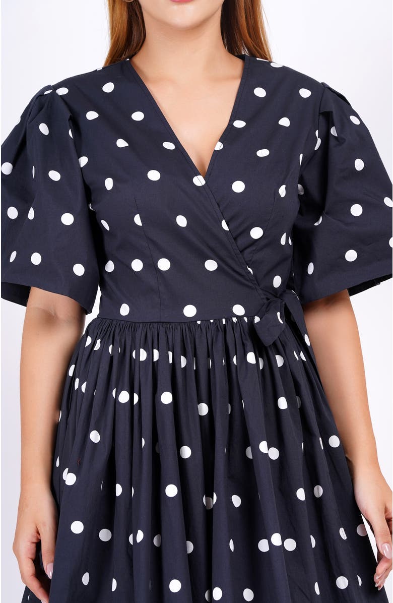 Leota Alena Mini Wrap Dress, Alternate, color, Small Polka Black White
