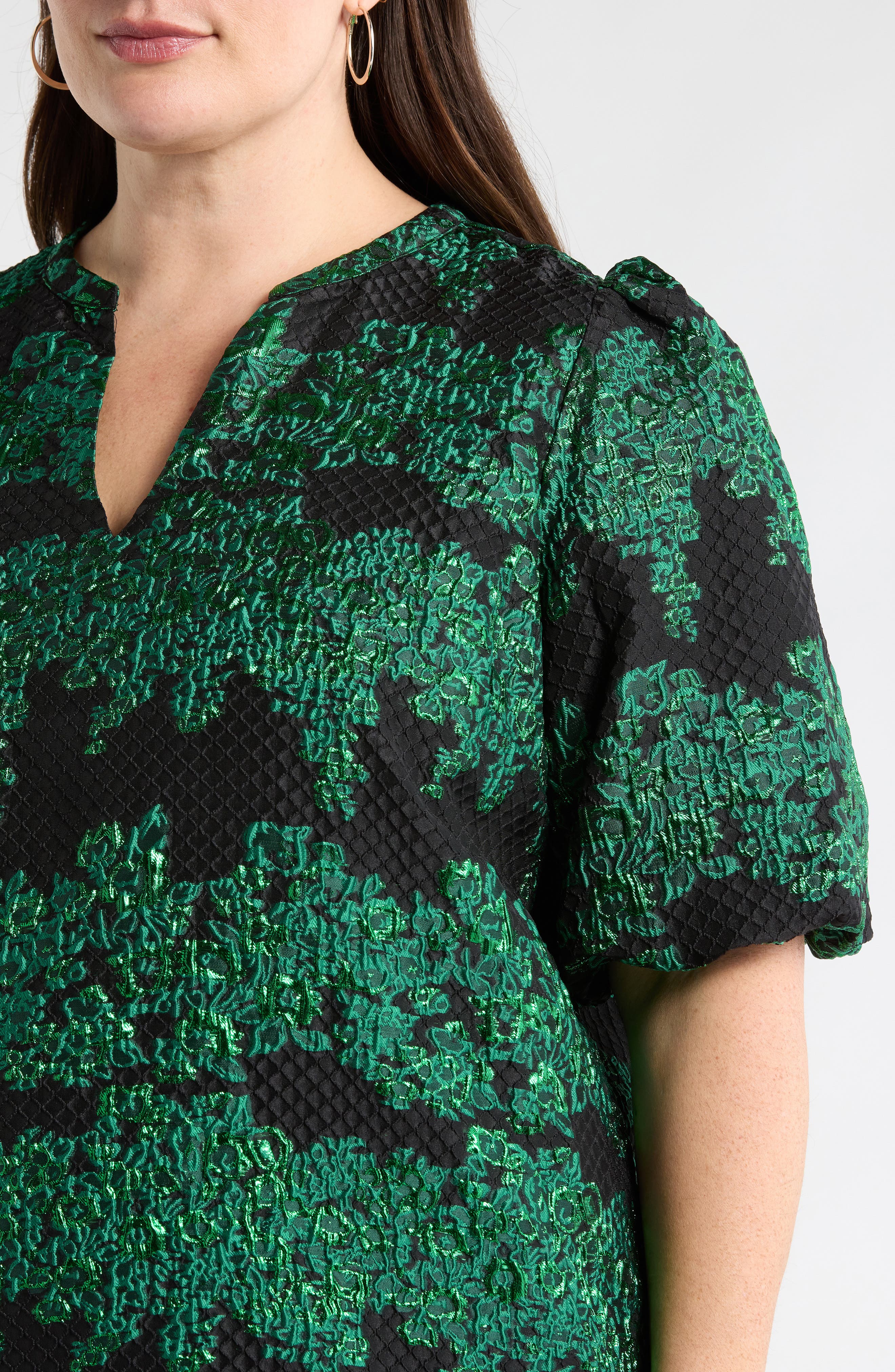 SUGARLIPS Elyna Jacquard Tavia Split Neck Top (Women) | Nordstrom