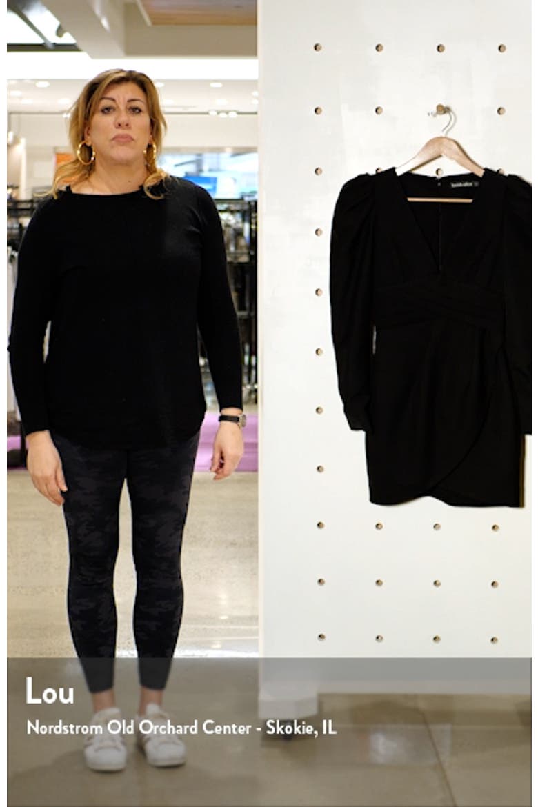Pleated Front Long Sleeve Cocktail Dress video