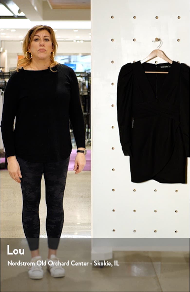 Pleated Front Long Sleeve Cocktail Dress, sales video thumbnail