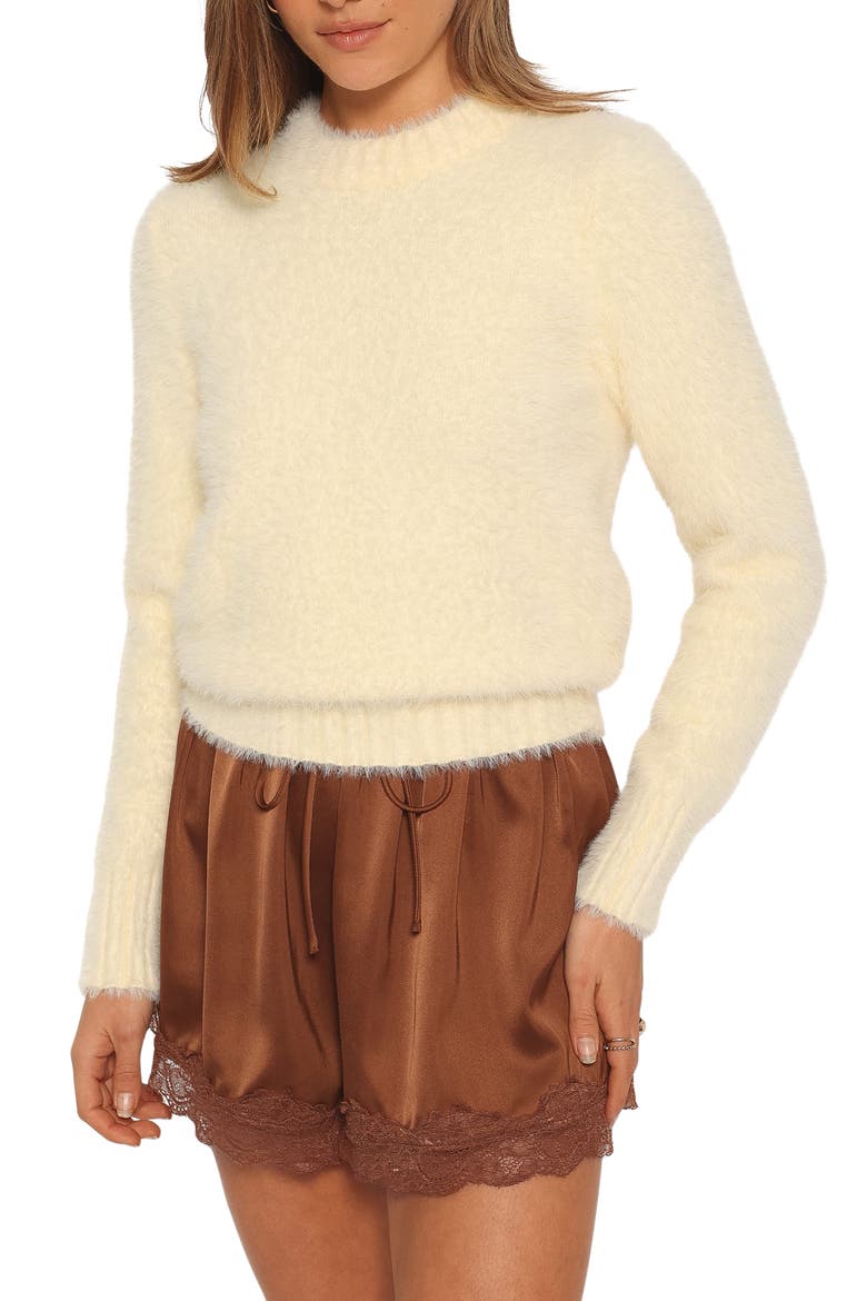 Winifred Fluffy Crewneck Sweater, Main, color, BUTTER YELLOW