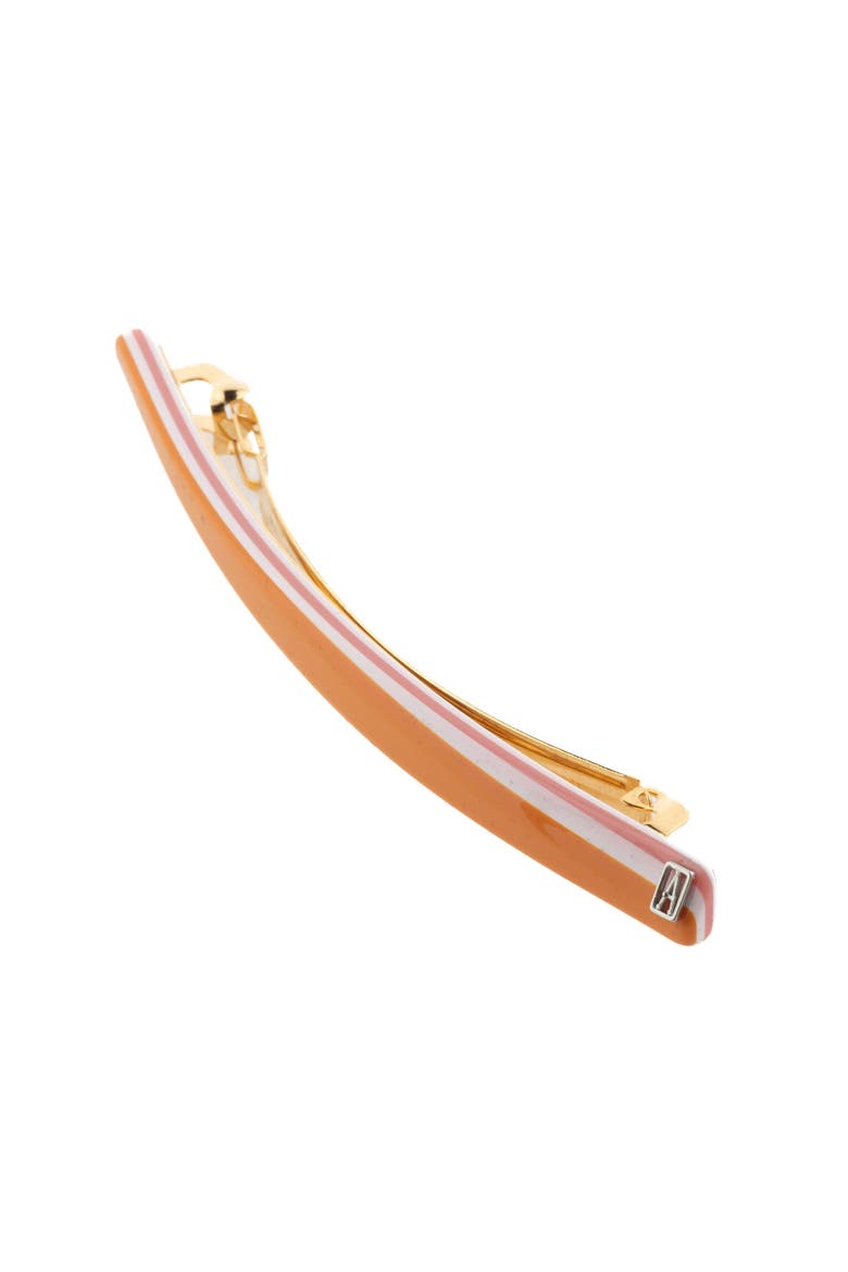 Thin Stripes Acetate Barrette, Alternate, color, Orange