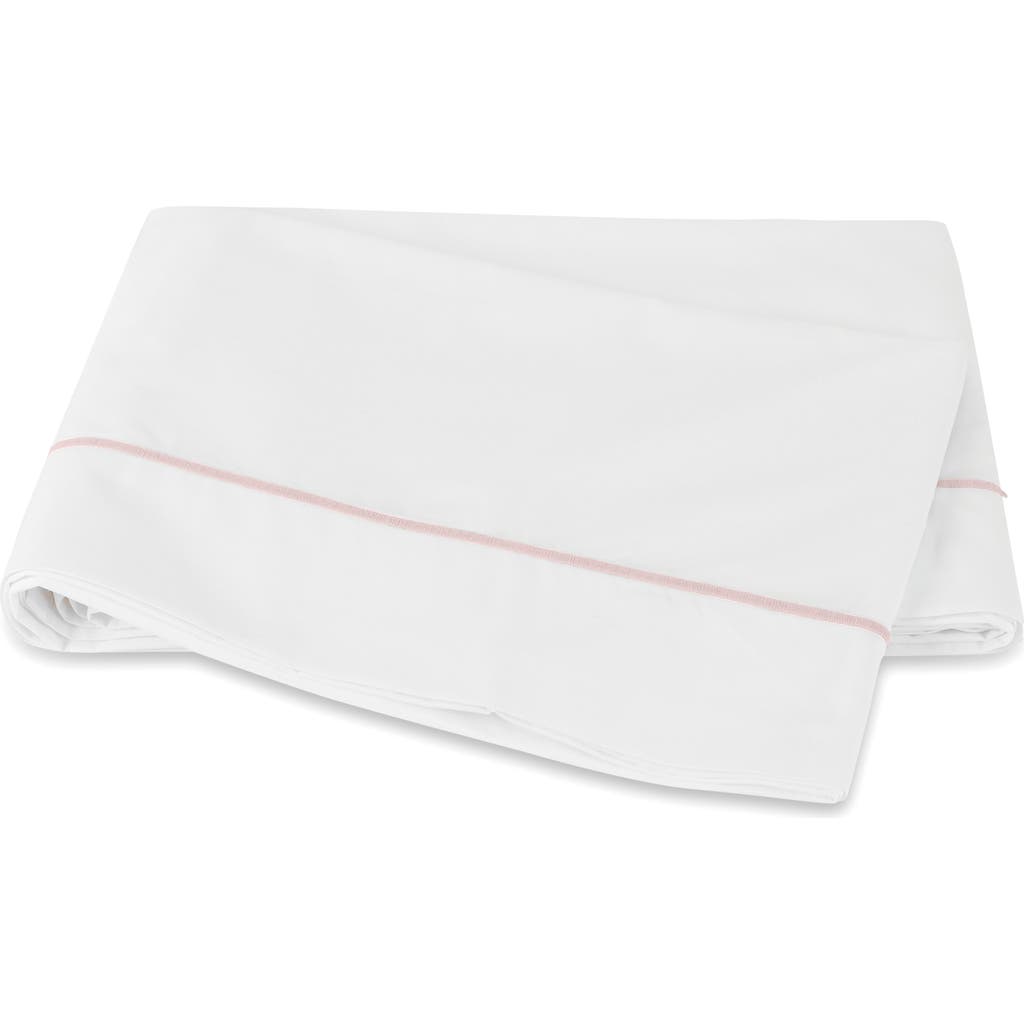 Matouk Bergamo 500 Thread Count Cotton Percale Flat Sheet In White