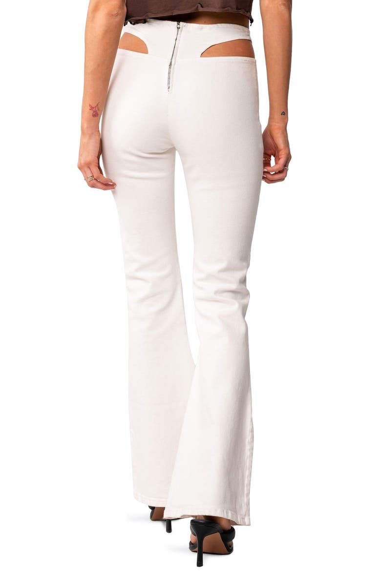 EDIKTED Kira Cutout High Waist Flare Jeans, Alternate, color, 
