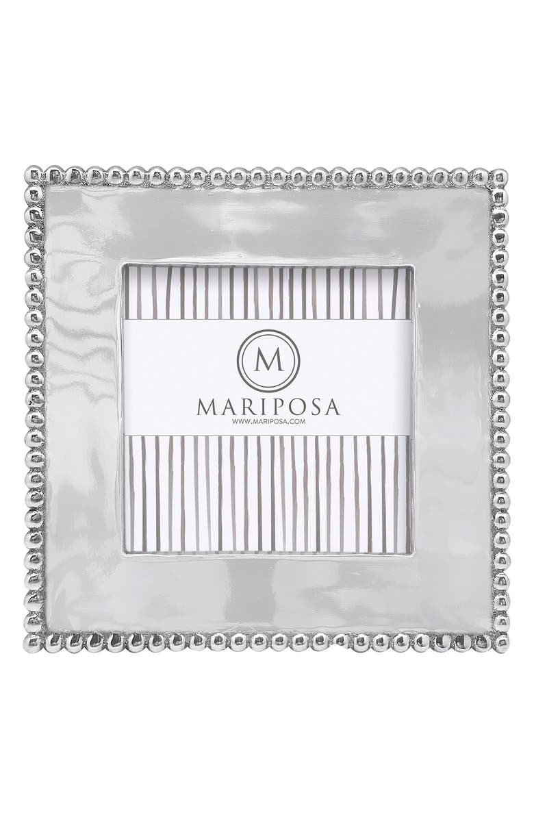 Mariposa Beaded Recycled Aluminum Picture Frame, Main, color, Silver