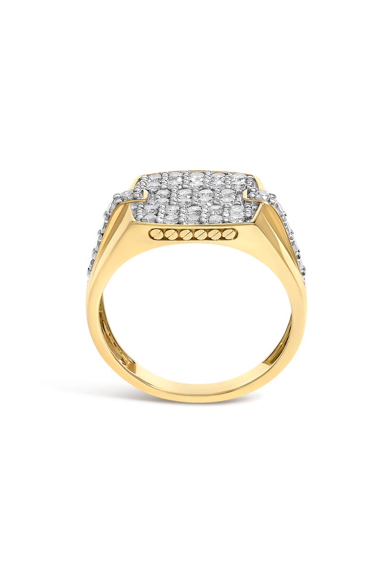 Men's 14K Yellow Gold Plated Sterling Silver 1.0 Cttw Diamond Geometric Band Ring, Alternate, color, Yellow Gold over Silver