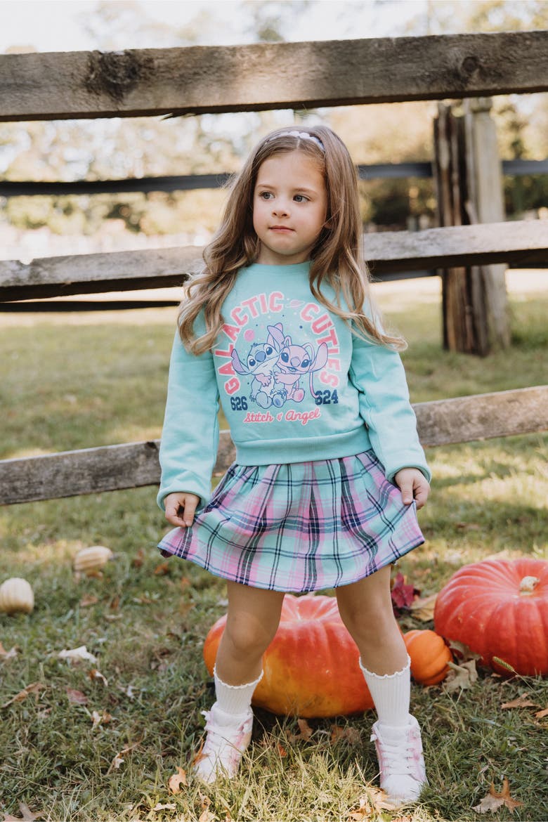 Lilo & Stitch Fleece Plaid Dress, Alternate, color, Stitch Angel Aqua