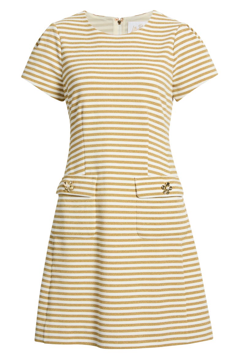 Fallon Metallic Stripe Fit & Flare Dress, Main, color, GOLD METALLIC OTTOMAN STRIPE