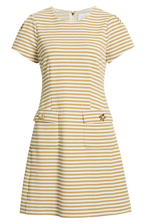 Fallon Metallic Stripe Fit & Flare Dress