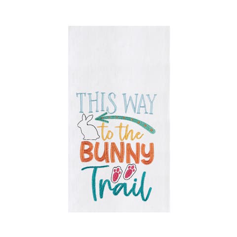 "This Way to the Bunny Trail" Easter Rabbit Spring Theme Kitchen Dishtowel