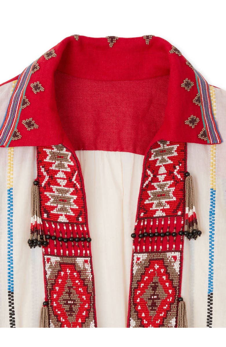 Fortela Adish Bicolor Muslin Caftan Dress, Alternate, color, Ecru