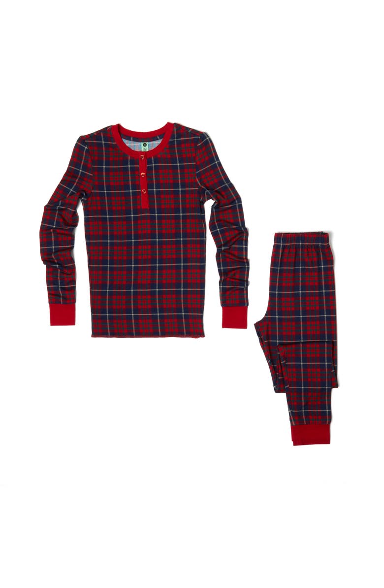DEARFOAMS Two-Piece Matching Plaid Pajama Set, Main, color, 